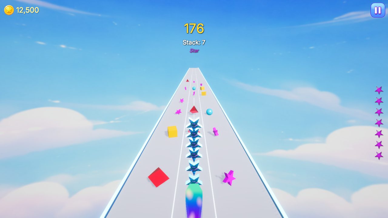 Neon stars trailing a rainbow
